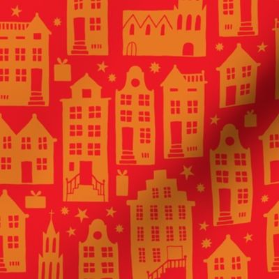 Sinterklaas Dutch Holiday Houses red
