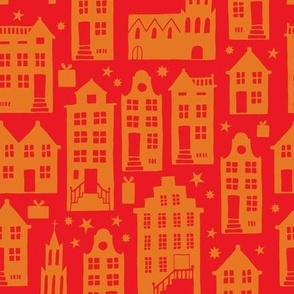 Sinterklaas Dutch Holiday Houses red