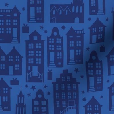 Sinterklaas Dutch Holiday Houses blue