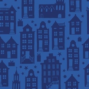 Sinterklaas Dutch Holiday Houses blue