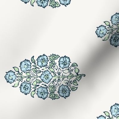 Railroaded Mughal Flower Block Print Blue Green