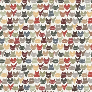 small scale cats - jelly cats earth tones on white - hand-drawn cats