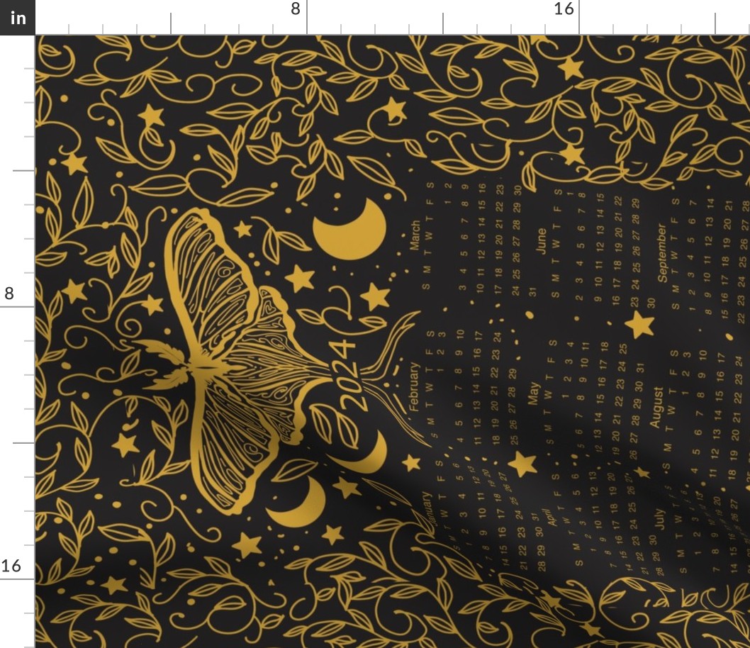 2024  New golden Luna moth calendar