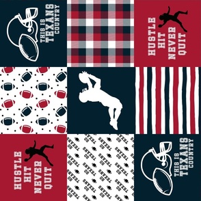 Football//Hustle Hit Never Hit//Texans - Wholecloth Cheater Quilt - Rotated