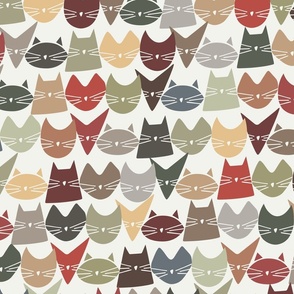 cats - jelly cats earth tones on white - hand-drawn cats