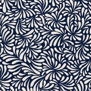 Abstract Petals on Navy Blue / Large