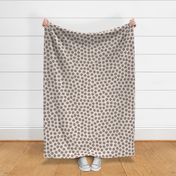 Block Print Coffee Beans in Espresso and Cream (xl scale) | Block printed breakfast pattern, dark brown on cream burlap, ecru coffee sack cloth, jute, sisal, hessian, dark roast coffee fabric, kitchen fabric, neutrals.