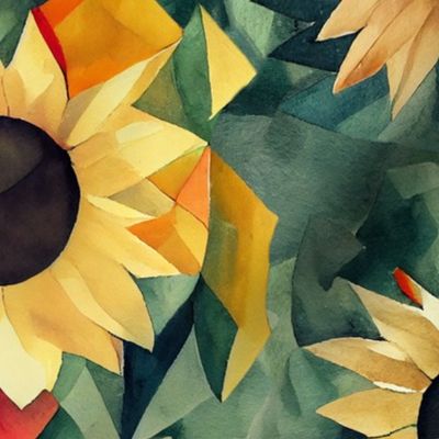 Sunflowers Watercolor Kaleidoscope Large