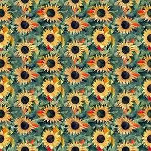Sunflowers Watercolor Kaleidoscope Medium