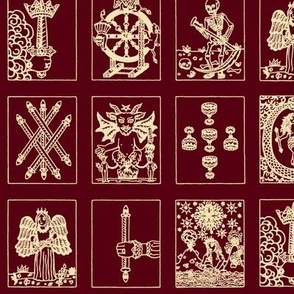 Tarot Cards Gold on Burgundy Red Goth EGL Witchy Bordeaux by Teja Jamilla