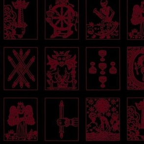 Tarot Cards Burgundy Red on Black Goth EGL Witchy Bordeaux by Teja Jamilla