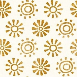 (small scale) Sunshine - Sun - boho decor -  gold / mustard  on cream - LAD22