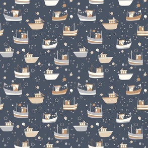 Under the Sea Boats in blue and Tan Medium