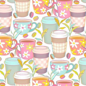 Candy Colored Coffee Cups - on white 