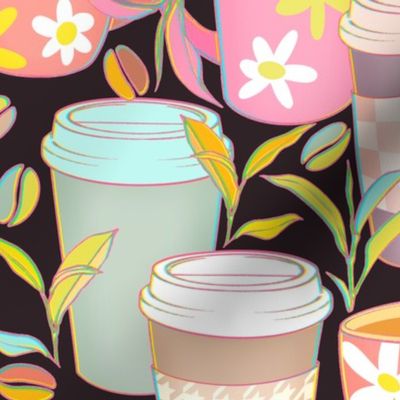 Candy Colored Coffee Cups - on charcoal 