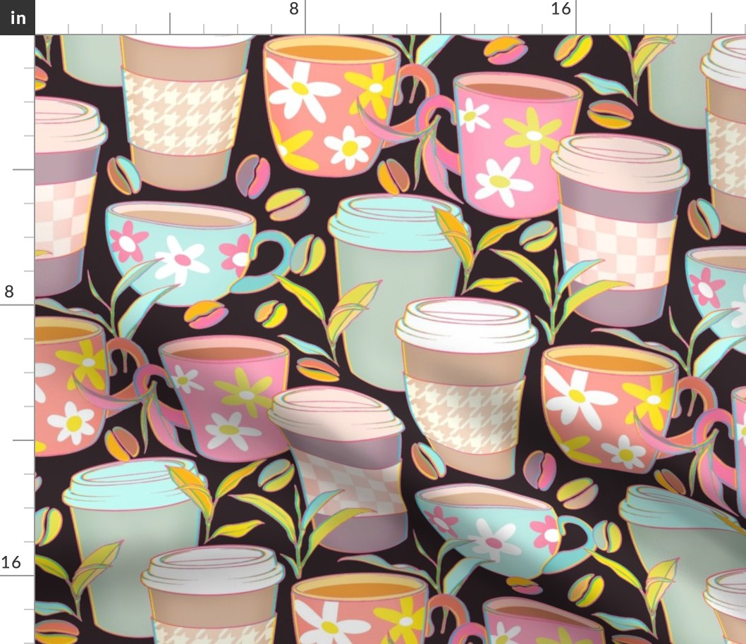 Candy Colored Coffee Cups - on charcoal 