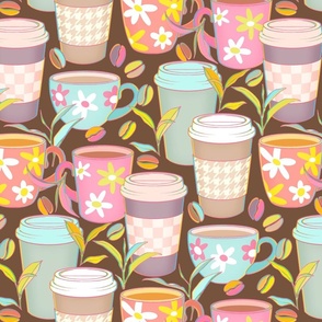 Candy Colored Coffee Cups - on warm brown