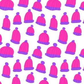 Winter  Hats Pink White small