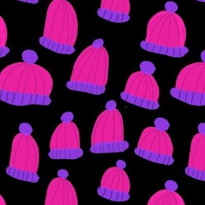 Winter  Hats Pink Black medium