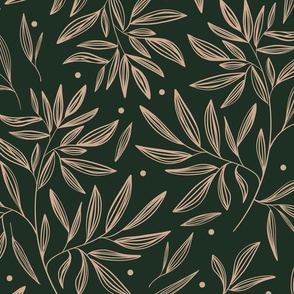 Sketched Leaves Green