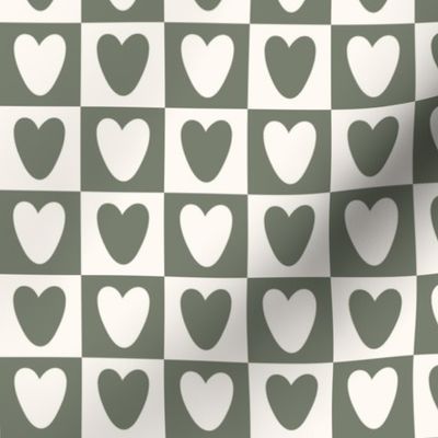 Heart Checkers Checkerboard in Green