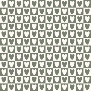 Heart Checkers Checkerboard in Green