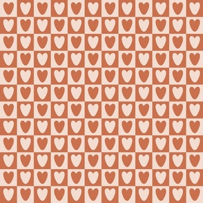 Heart Checkers Checkerboard in Pink and Peach