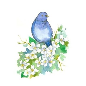 Bluebird Syringa Embroidery