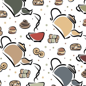 swedish coffee break - tea time - yummy pastries - food fabric and wallpaper