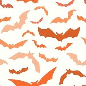 Small // Orange Halloween Bats on White