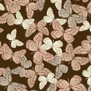 Scattered Butterfly Print - Coffee Brown