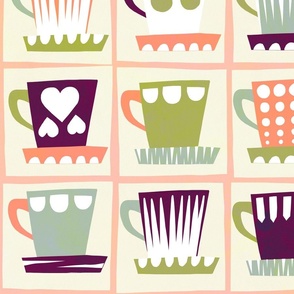 MEDIUM - Retro Coffee Cups Collection - Fika collage
