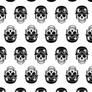 Biker Skulls Black and White Medium