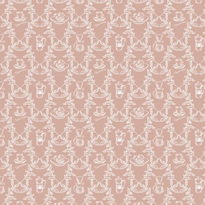 Coffee Shop Illustrations in Blush Pink for Wallpaper & Home Decor