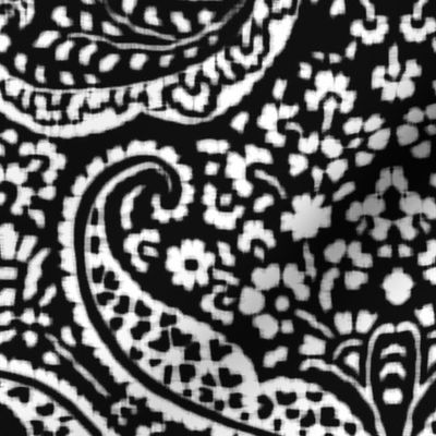 IKAT CACHEMIRE  black & white paisley