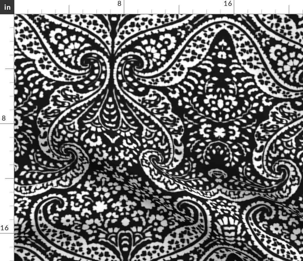 IKAT CACHEMIRE  black & white paisley