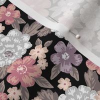 Vintage Painted Ditsy Floral Print - Mauve