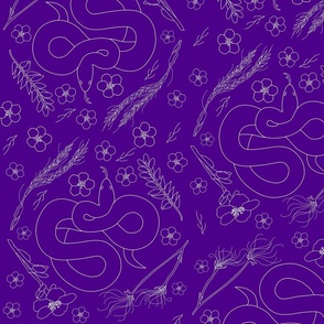 Snake and Flower on Royal Purple - 21" wide