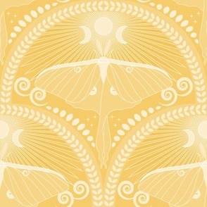 Sunny Luna Moth / Art Deco / Mystical Magical / Jonquil Yellow / Medium