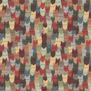 small scale cats - nala cat crowd earthy - cats fabric