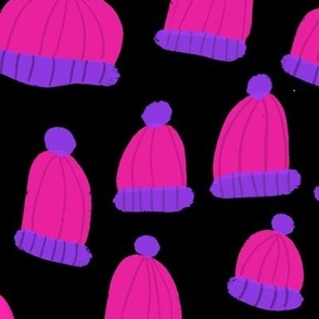Winter  Hats Pink Black purple large