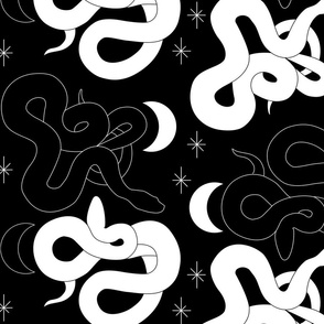 Celestial Snakes - Black & White - 21"