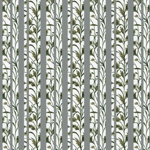 Botanical Illustration Gray Stripe Small 