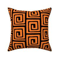 Orange and Black Greek key spiral