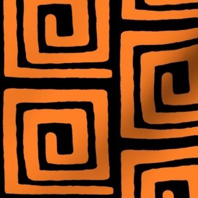 Orange and Black Greek key spiral