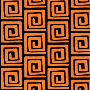 Orange and Black Greek key spiral