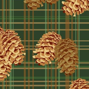 Pinecones on Plaid (large)