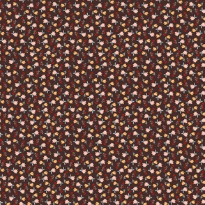 Itsy Ditsy Retro Inspired Floral on Brown