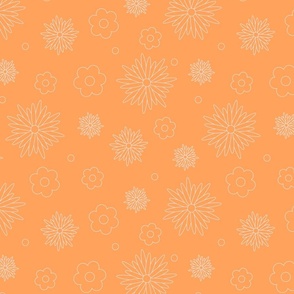 Line Floral Scatter Orange