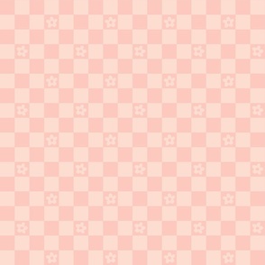 Retro Check with Daisies Pink